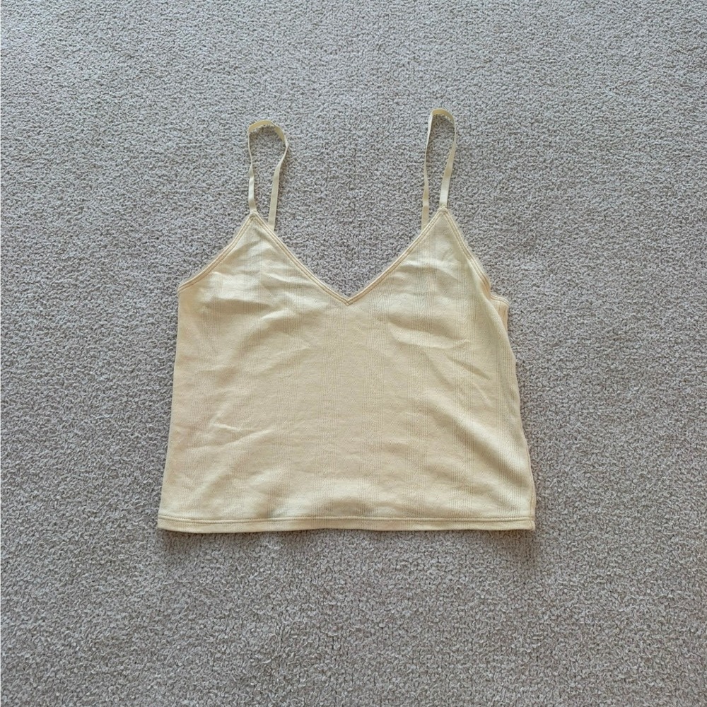 lululemon Cotton Pointelle Cropped Cami Top size XS in Butter Cream